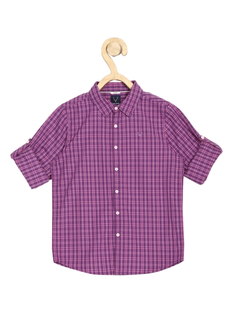 

Allen Solly Junior Boys Purple Pure Cotton Slim Fit Checked Casual Shirt