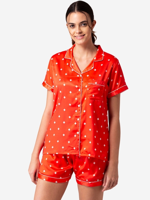 

Bellofox Women Red & White Printed Night suit