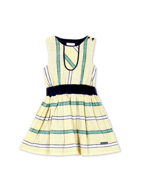

Cherry Crumble Girls Yellow Striped Dress