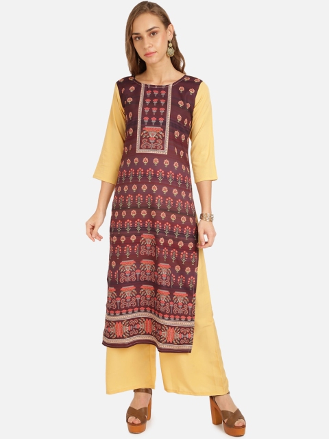 

SAADHVI Women Brown Ethnic Motifs Printed Crepe Kurta