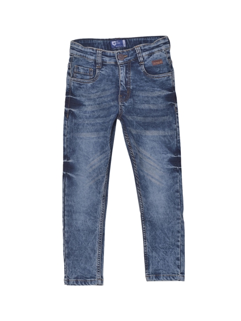 

612 league Boys Blue Slim Fit Low Distress Light Fade Jeans