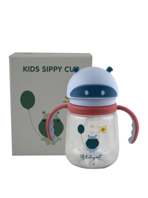 

iSWEVEN Kids Blue & Red Solid Sipper Bottle Sippy Cup With Straw & Handle