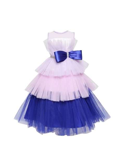 

oui Blue Colourblocked Net Dress