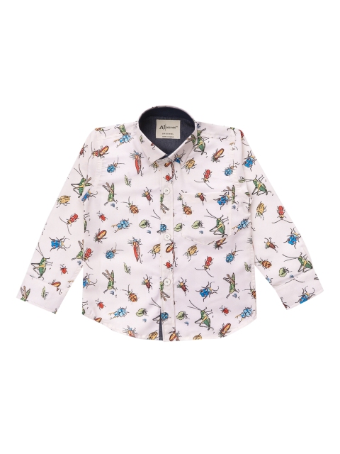 

Aj DEZInES Boys White & Multi Coloured Printed Colour Cotton Casual Shirt
