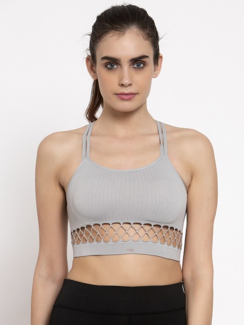 

MAKCLAN Grey Full Coverage Lightly Padded Workout Bra MK1815SBE