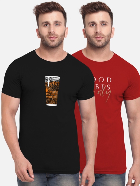 

BULLMER Men Black & Red Typography Printed T-shirt