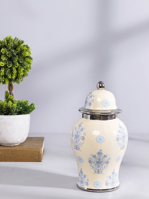 

Pure Home and Living Off-White & Blue Moroccan Apothecary Jar