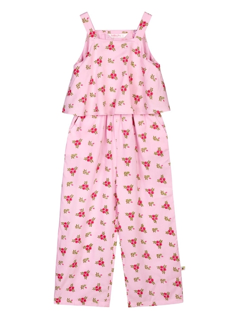

Budding Bees Girls Pink Floral Printed Basic Jumpsuit