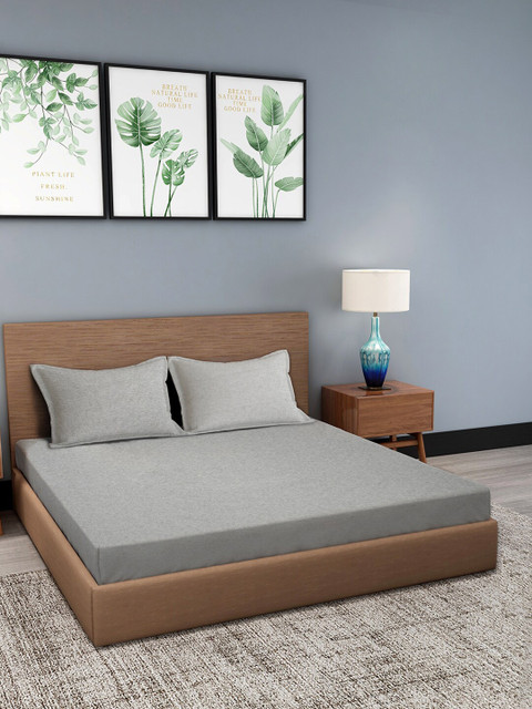 

Trident Grey 144 TC Queen Bedsheet with 2 Pillow Covers