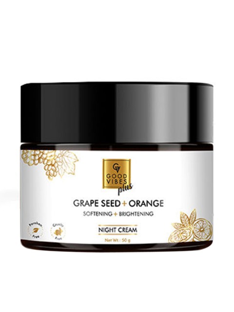 

Good Vibes Plus Grapeseed & Orange Softening & Brightening Night Cream 50 gm, Transparent