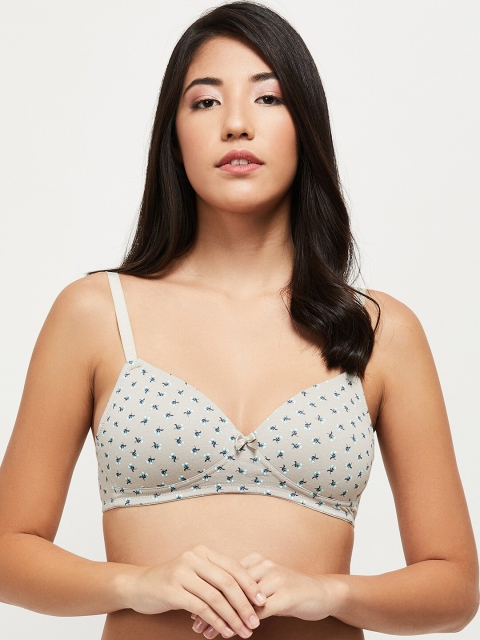

max Grey & Blue Floral Everyday Medium Coverage Lightly Padded Bra SP21PDNW07DOVE