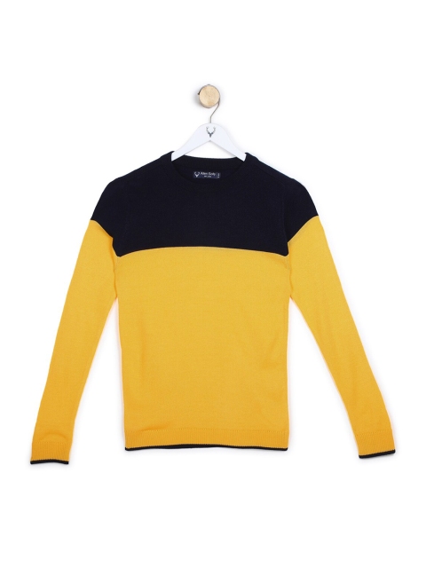 

Allen Solly Junior Boys Yellow & Navy Blue Colourblocked Pullover