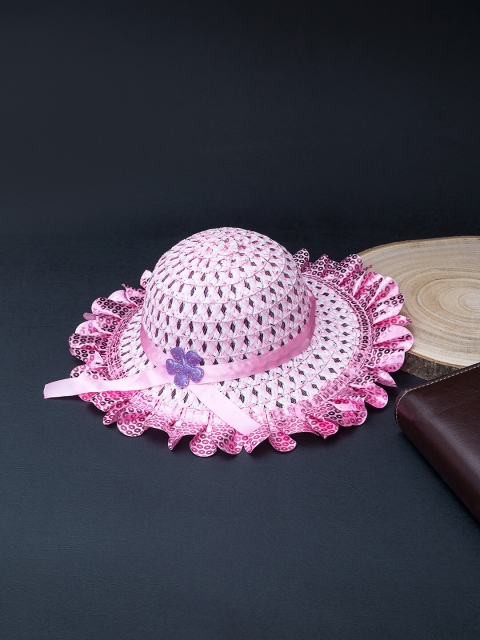 

Golden Peacock Girls Pink & White Woven Design Sun Hat