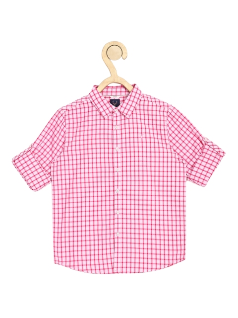 

Allen Solly Junior Boys Pink Slim Fit Checked Pure Cotton Casual Shirt
