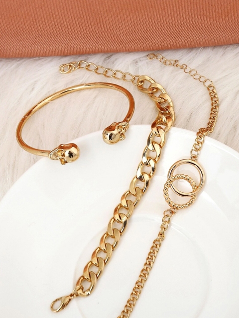 

YoungWildFree Women Set Of 3 Gold-Plated Brass Link Bracelet