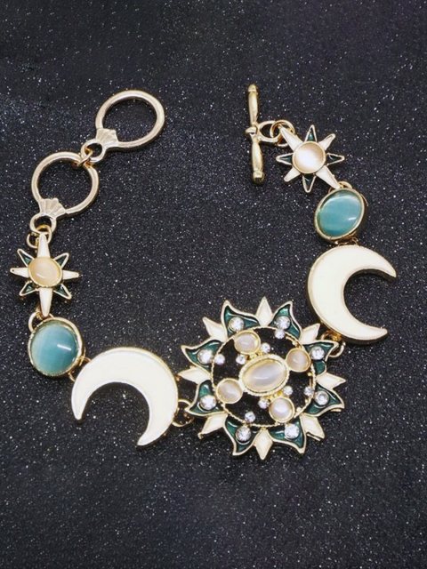 

YoungWildFree Women Gold-Plated & White Brass Link Bracelet