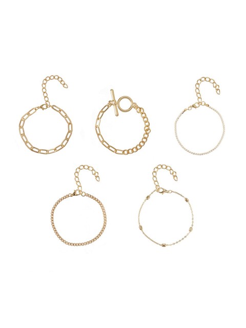 

YoungWildFree Women Set of 5 Gold-Toned Brass Gold-Plated Wraparound Bracelet