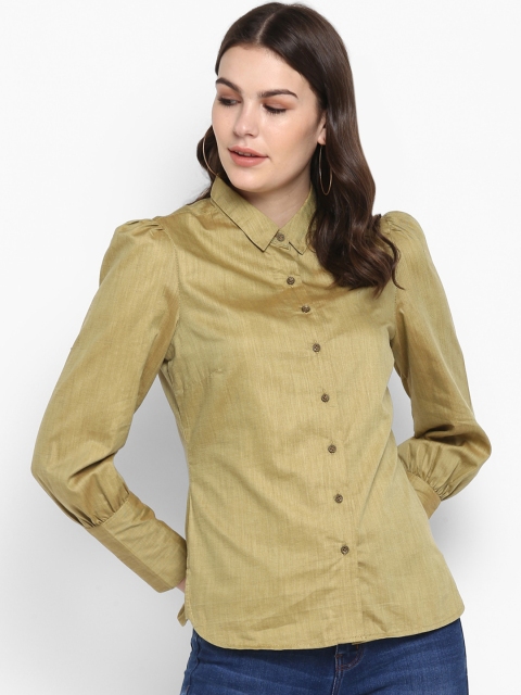 

FOSH Women Olive Green Casual Shirt