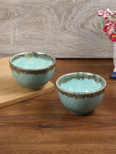 

Aapno Rajasthan Sea Green 2 Pieces Printed Ceramic Glossy Bowls