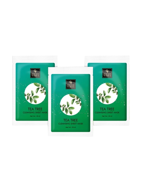 

Good Vibes Pack of 3 Tea Tree Cleansing Sheet Mask 20 ml each, Transparent
