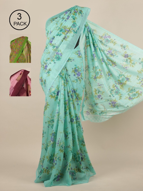 

Pothys Blue & Green Floral Pack of 3 Saree