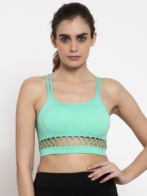 

MAKCLAN Green Workout Bra Full Coverage Lightly Padded