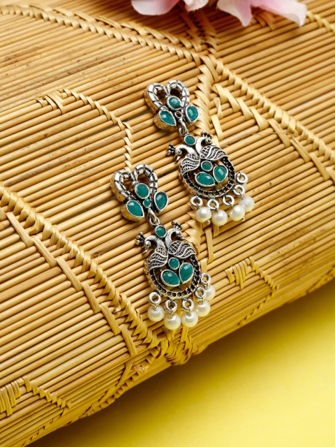 

NEUDIS Silver-Toned Contemporary Jhumkas Earrings