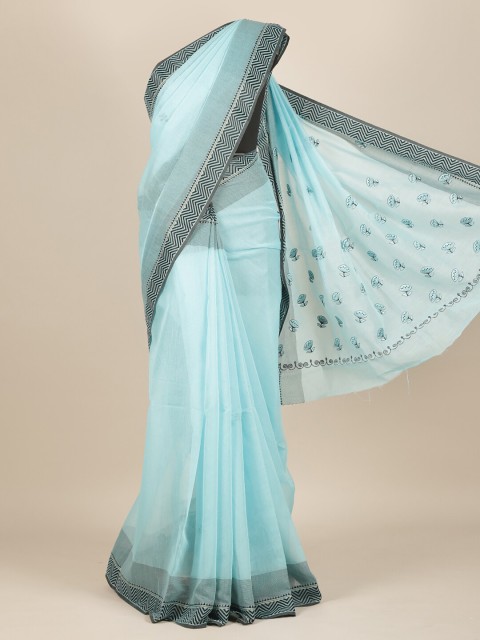 

Pothys Blue & Black Pure Cotton Saree