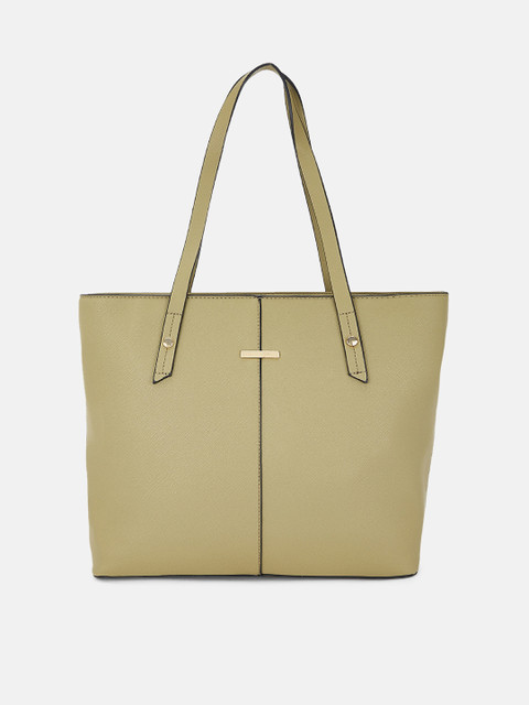 

Forever Glam by Pantaloons Olive Colourblocked Leather Structured Shoulder Bag