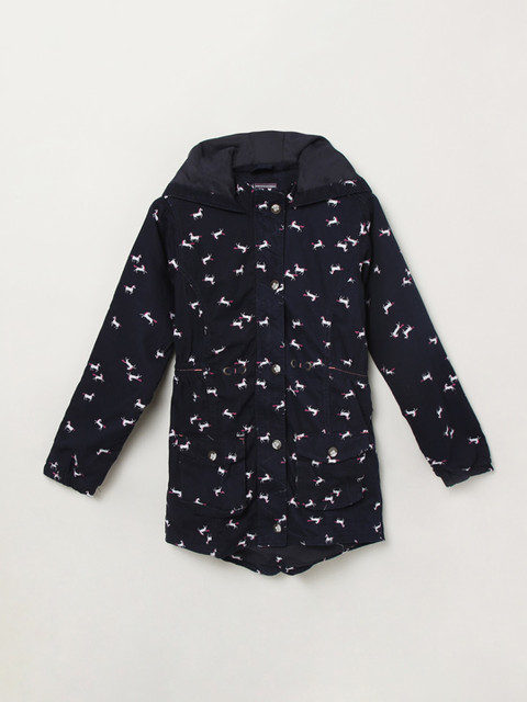 

max Girls Navy Blue White Longline Tailored Jacket