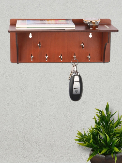 

ROMEE Brown Solid Wooden Key Holder With Long Shelf