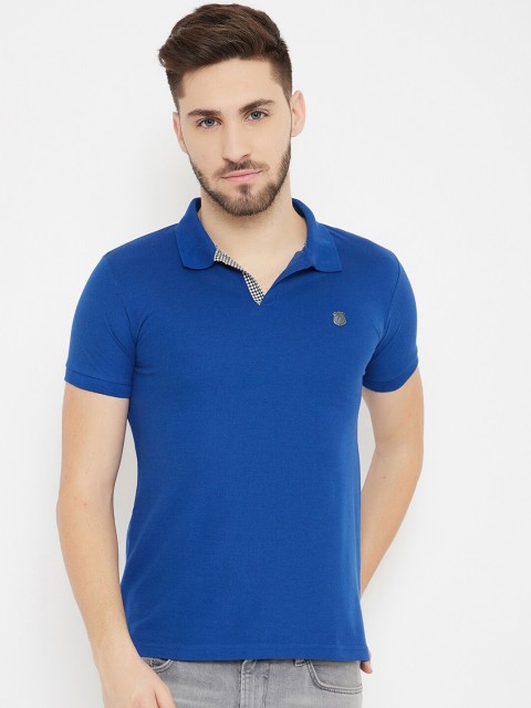 

HARBORNBAY Men Blue Polo Collar T-shirt