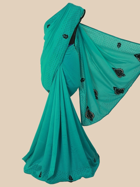 

Pothys Sea Green & Black Embellished Art Silk Saree
