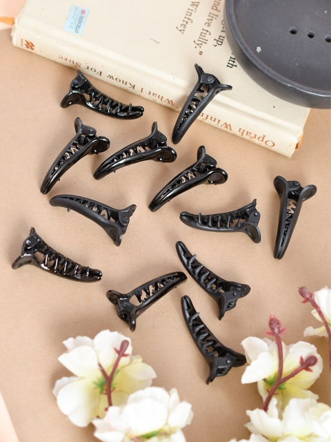 

Silvermerc Designs Girls Black Set of 10 Embellished Claw Clip
