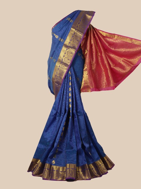 

Pothys Blue & Pink Woven Design Zari Pure Silk Kanjeevaram Saree