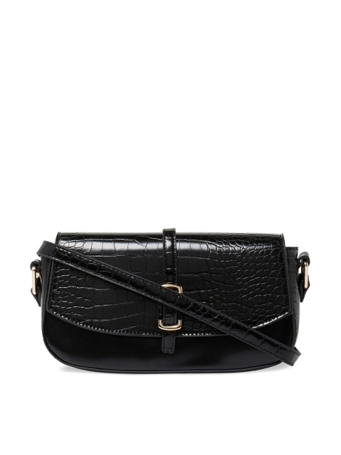 

Forever New Black Textured PU Structured Sling Bag