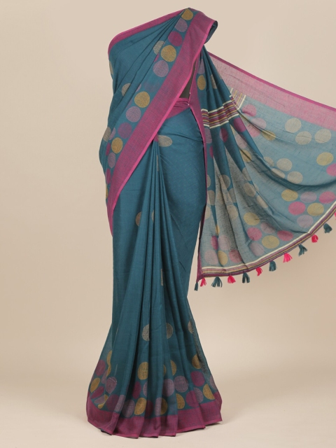 

Pothys Blue Linen Blend Saree