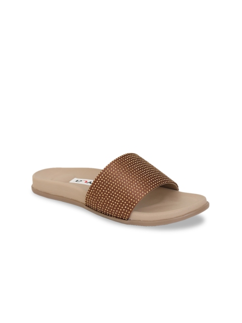 

Zyla Women Brown Embellished Open Toe Flats