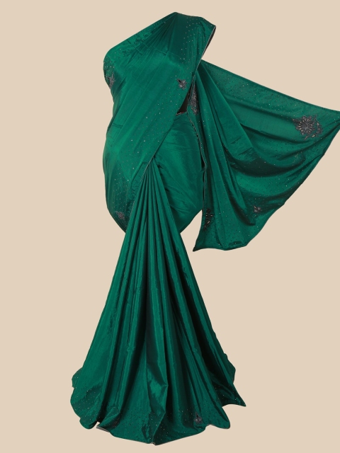 

Pothys Green & Burgundy Embellished Beads and Stones Art Silk Saree