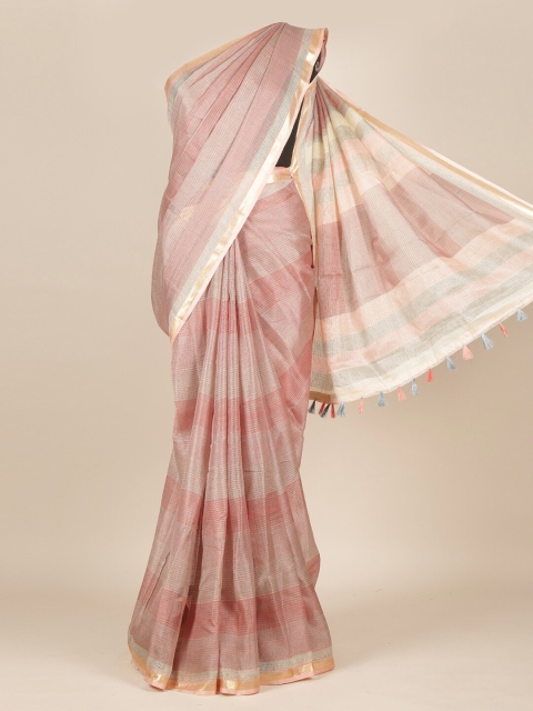 

Pothys Pink Striped Jute Silk Saree