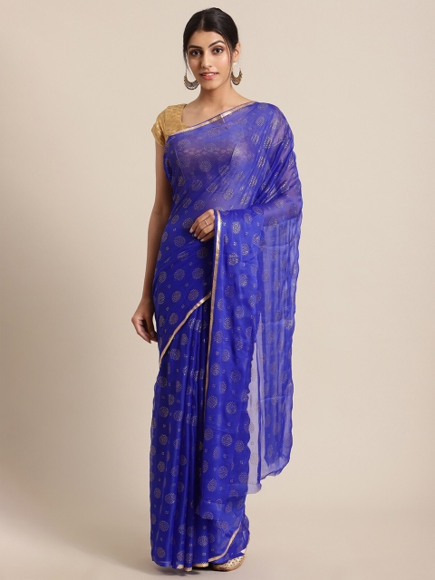 

KSUT Blue & Gold-Toned Ethnic Motifs Saree
