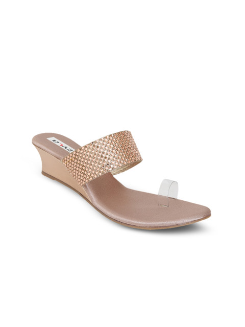 

Zyla Rose Gold Wedge Sandals with Laser Cuts