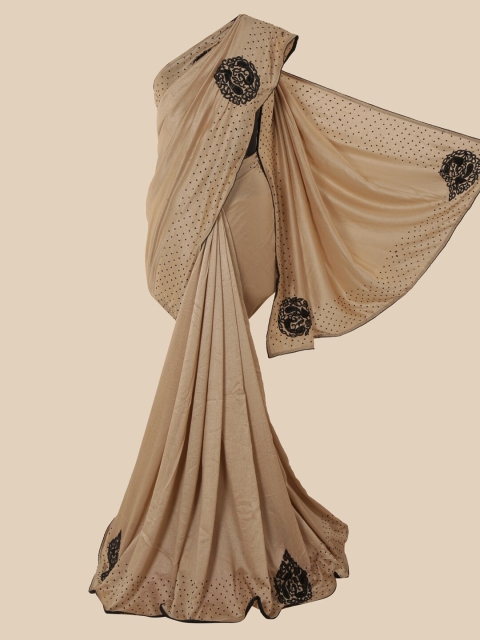 Pothys Beige & Grey Floral Art Silk Saree