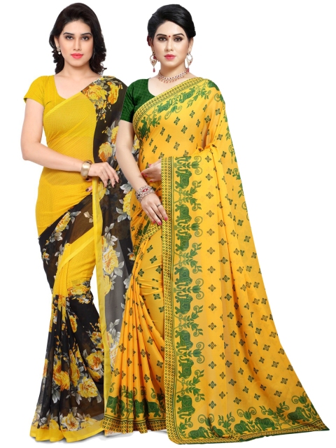 

KALINI Women Multi Printed Pack of 2 Saree, Yellow