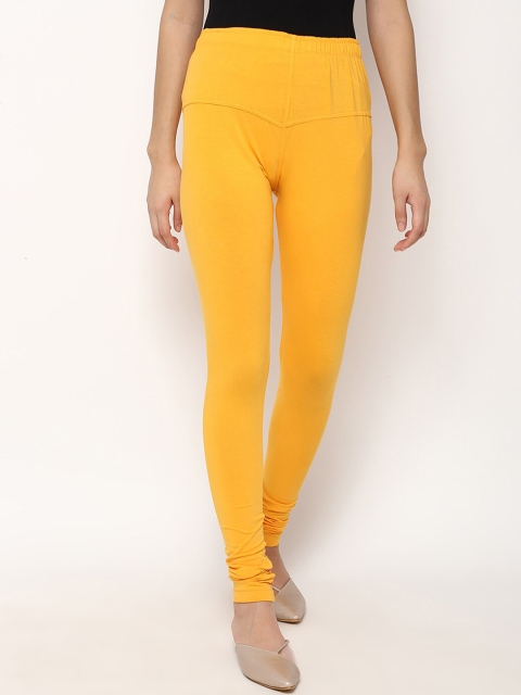 

V2 Value & Variety Women Mustard Yellow Solid Churidar-Length Cotton Leggings