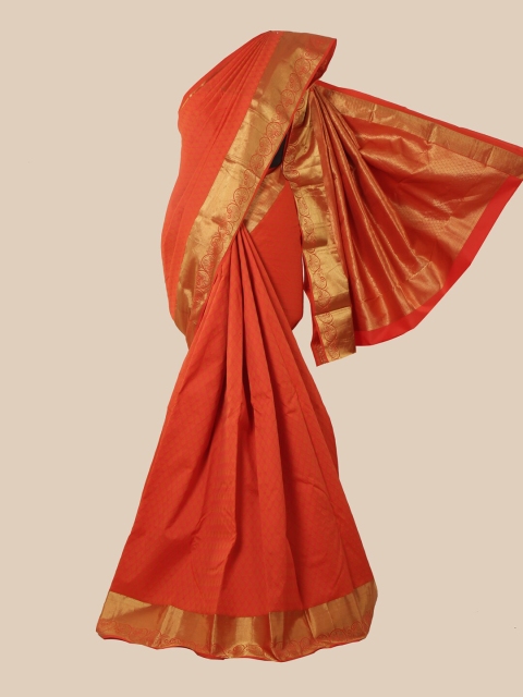 Pothys Women Orange Kanjeevaram Saree