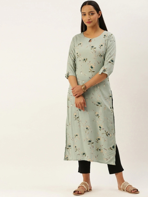 

Ethnic basket Women Olive Floral Printed Kurta
