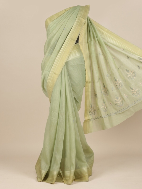 

Pothys Green & Gold-Toned Pure Cotton Saree