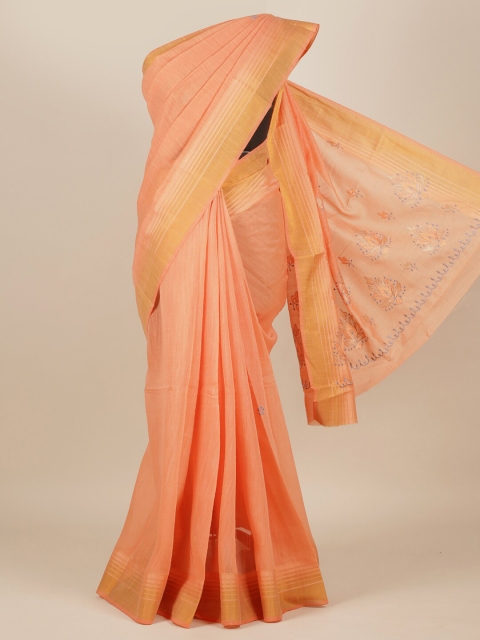 

Pothys Orange & Gold-Toned Pure Cotton Saree