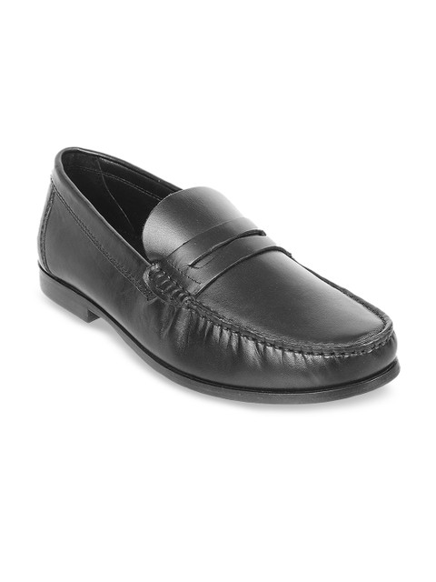 

Metro Men Black Solid Leather Formal Loafers